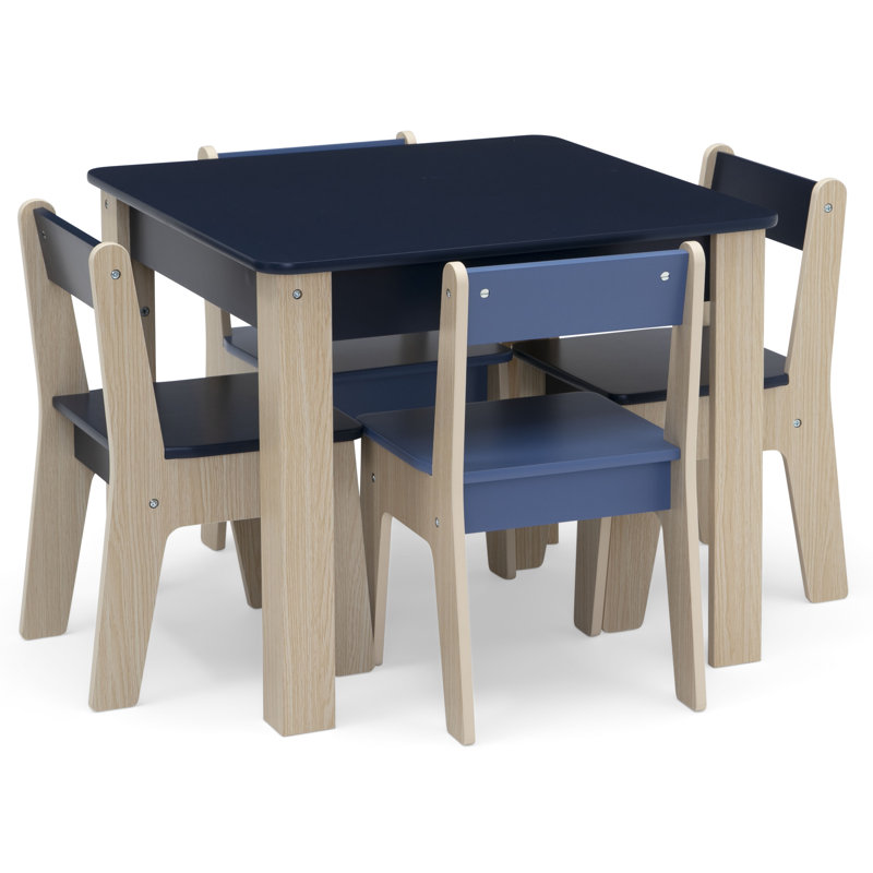 Kids 5 Piece Play Or Activity Table and Chair Set Blush Natural